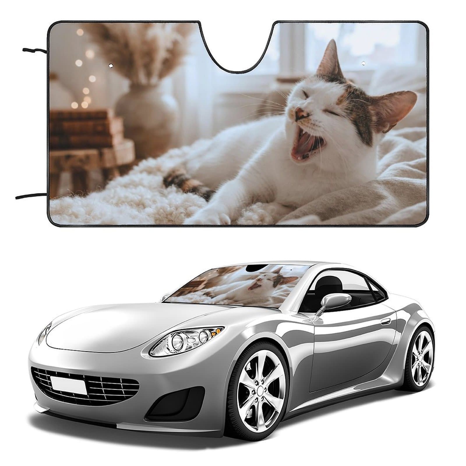 Reflective Car Windshield Sunshade - UV Protection Blocks 99% Sunlight, Keeps Your Vehicle Cool & Dashboard Protected