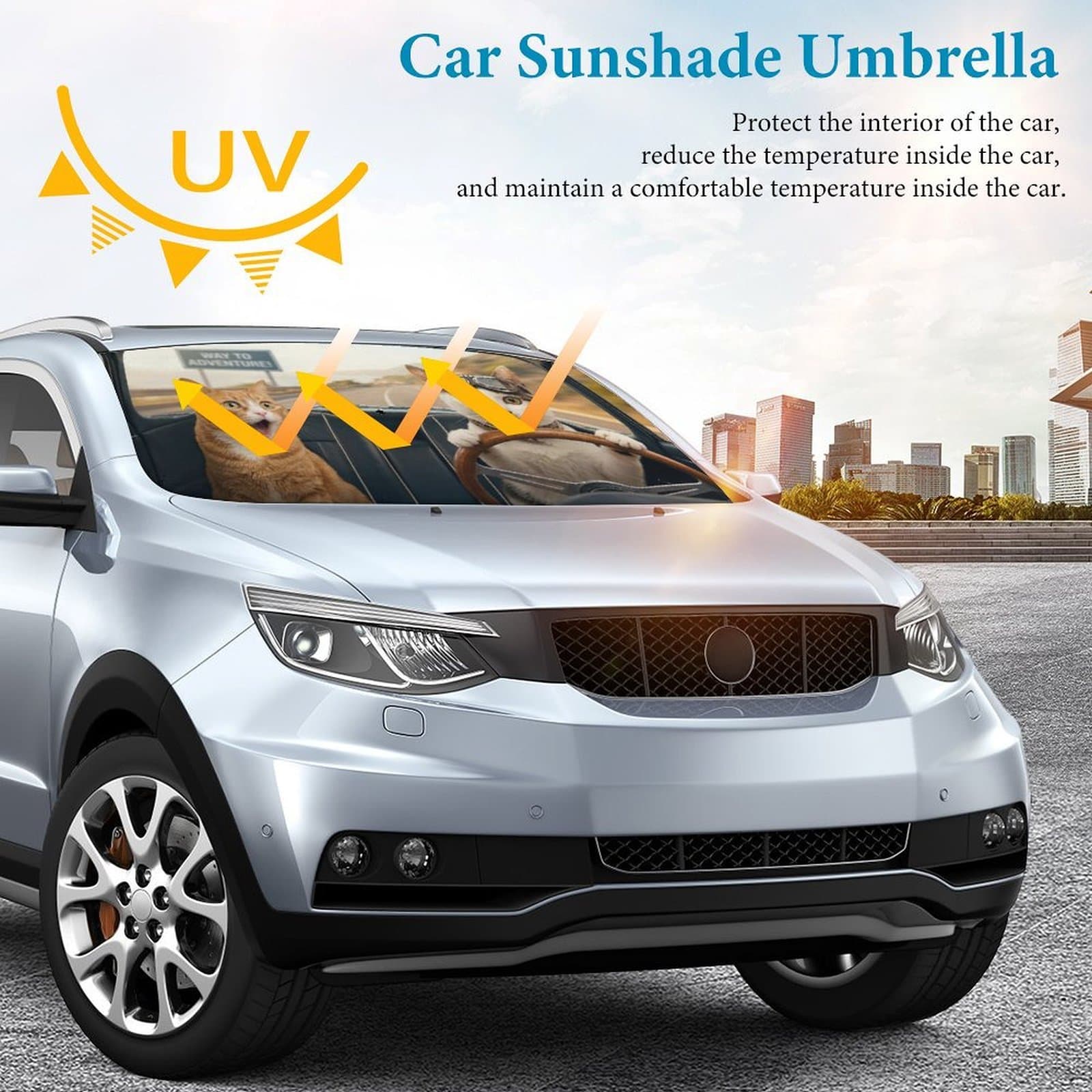 Car Sunshade Umbrella - Block 99% UV Rays & Keep Your Car Cool! Easy Setup, Compact & Portable Design for All Vehicles! view 3