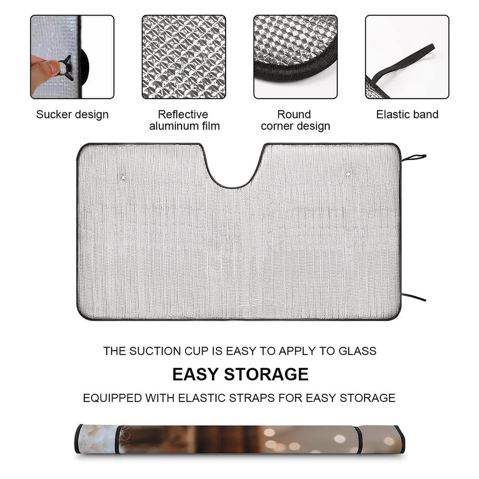 Reflective Car Windshield Sunshade - UV Protection Blocks 99% Sunlight, Keeps Your Vehicle Cool & Dashboard Protected view 3
