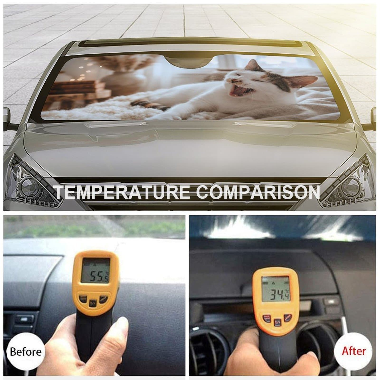 Reflective Car Windshield Sunshade - UV Protection Blocks 99% Sunlight, Keeps Your Vehicle Cool & Dashboard Protected view 5