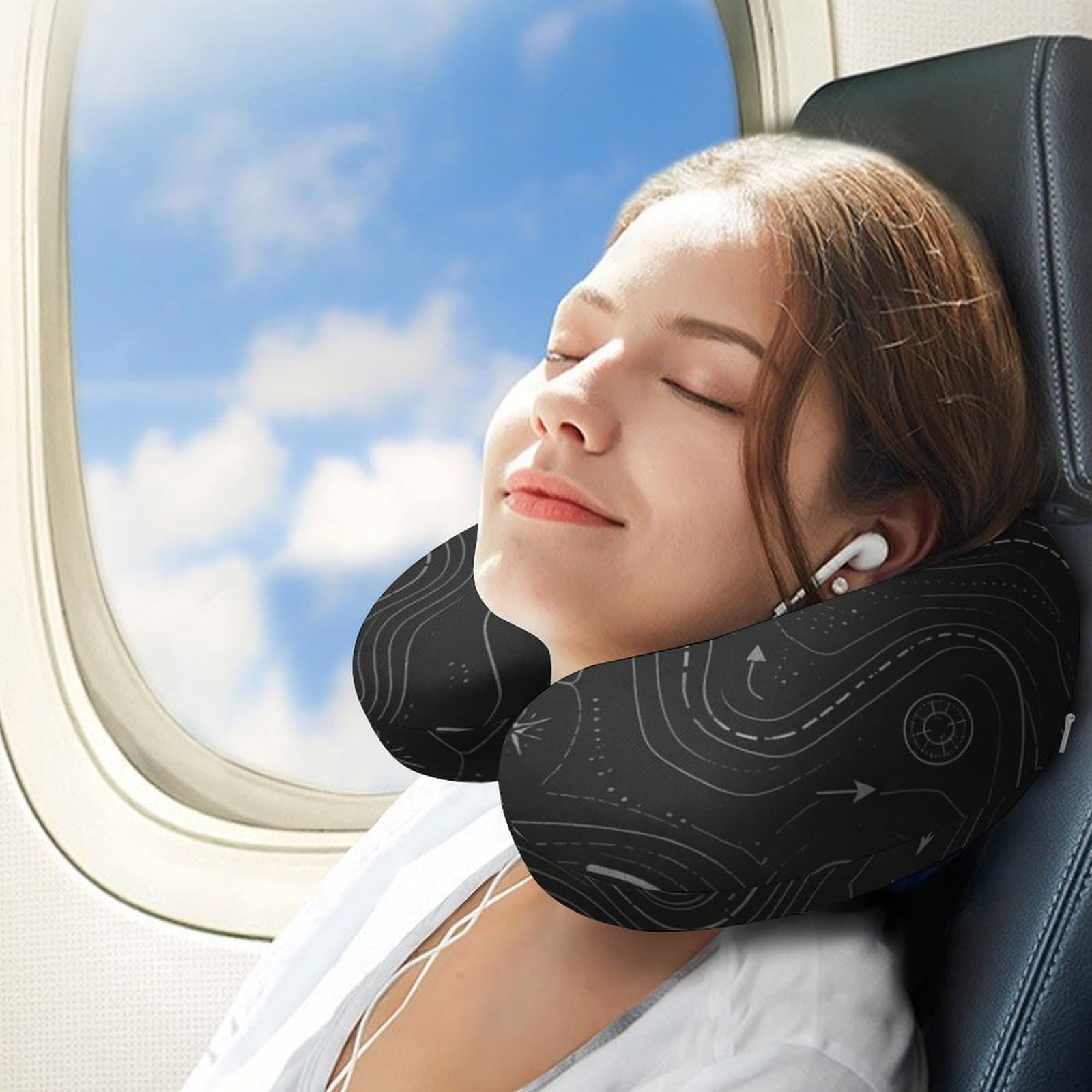 Premium Memory Foam U-Shaped Neck Pillow – Ultimate Travel Comfort with Ergonomic Support, Soft Breathable Cover & Carry Bag – Perfect for Flights, Road Trips & Office Naps view 3