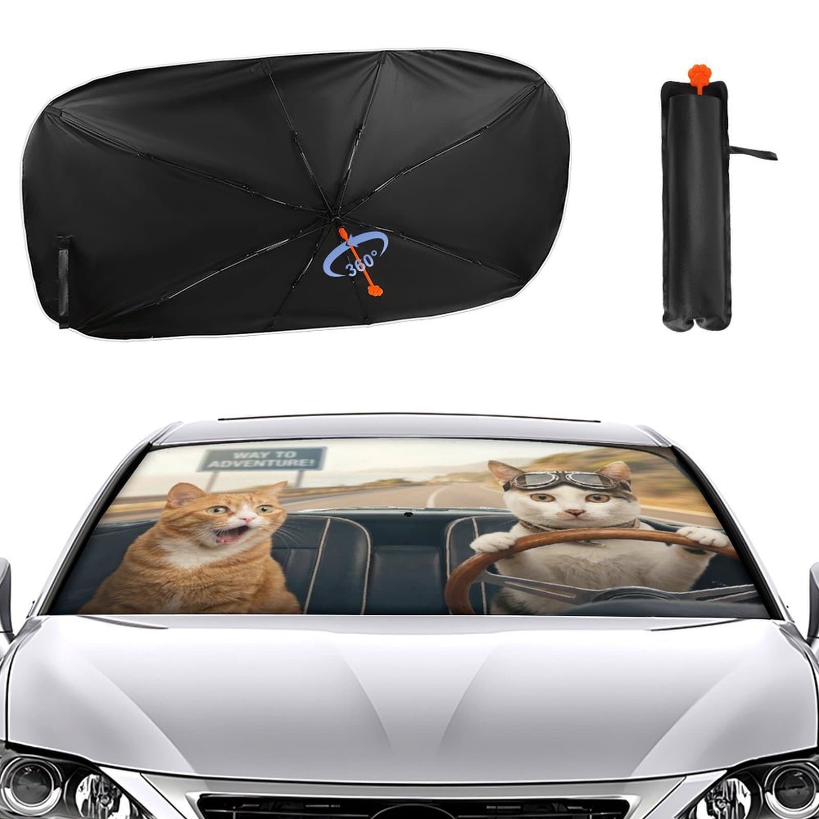 Car Sunshade Umbrella - Block 99% UV Rays & Keep Your Car Cool! Easy Setup, Compact & Portable Design for All Vehicles!