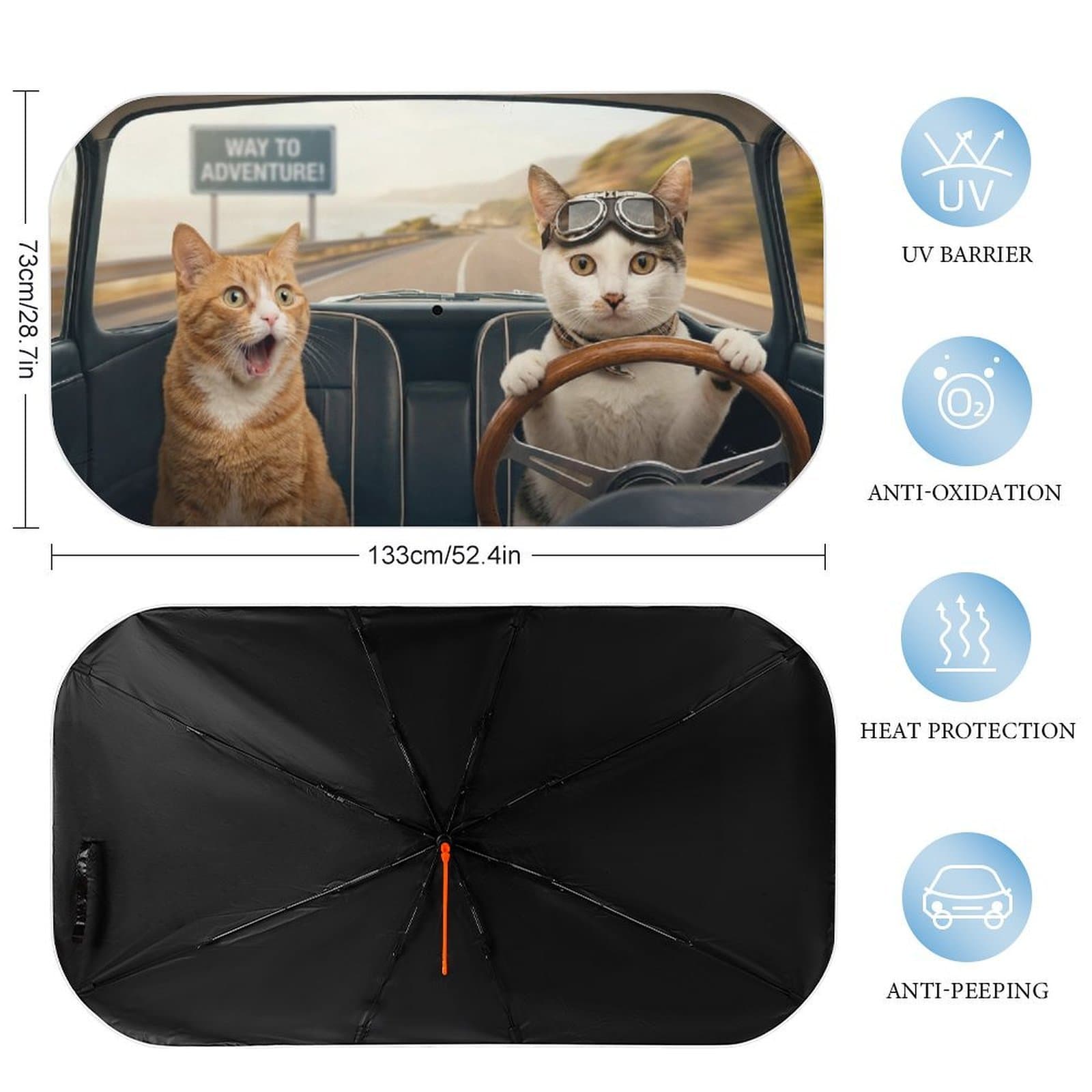Car Sunshade Umbrella - Block 99% UV Rays & Keep Your Car Cool! Easy Setup, Compact & Portable Design for All Vehicles! view 2