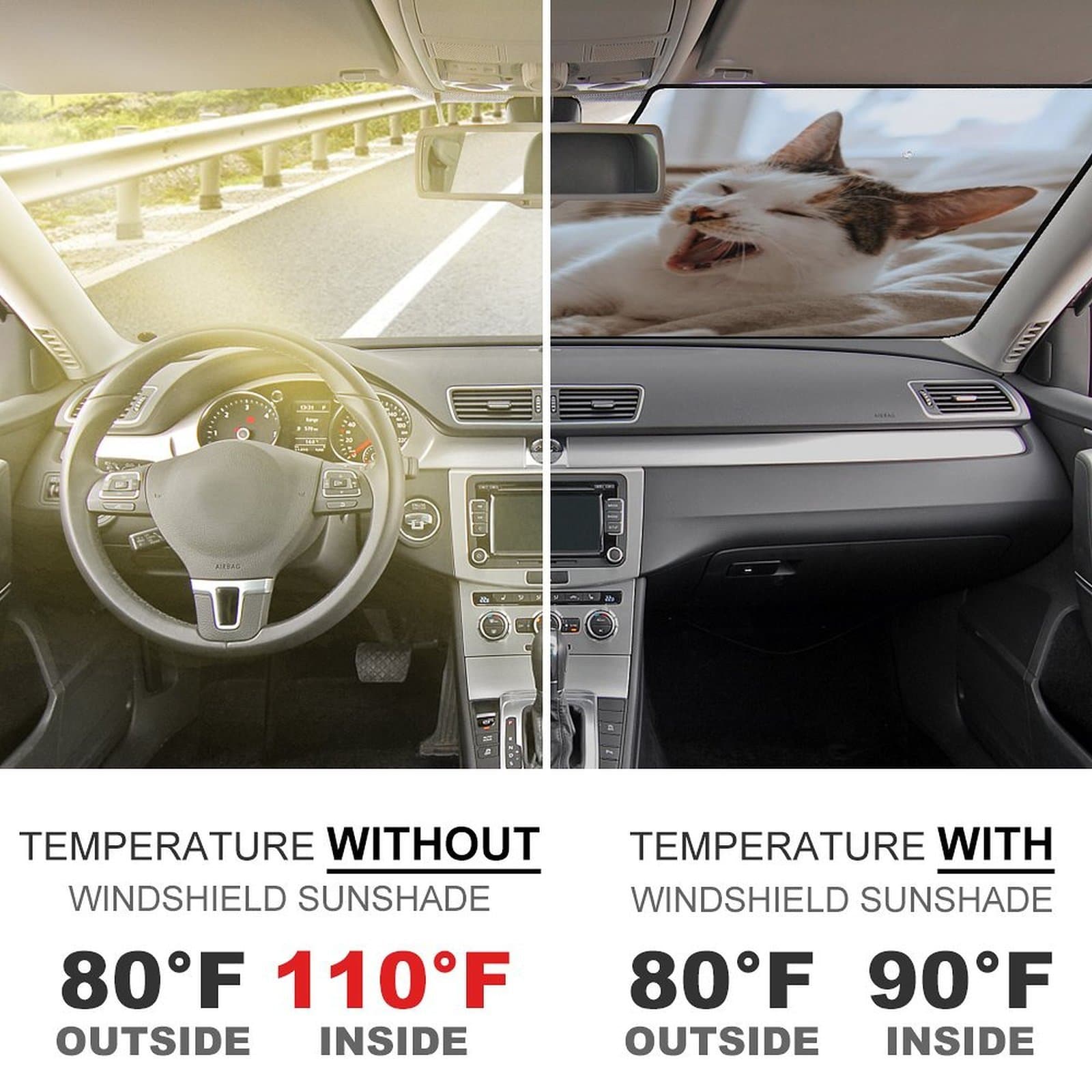 Reflective Car Windshield Sunshade - UV Protection Blocks 99% Sunlight, Keeps Your Vehicle Cool & Dashboard Protected view 4