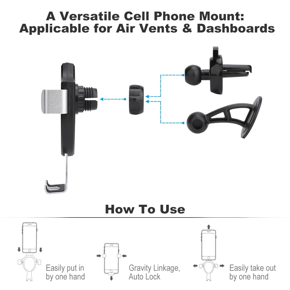 Car Phone Mount - Secure Anti-Slip Grip, One-Hand Operation | Universal Dashboard & Windshield Phone Holder for All Smartphones — studio